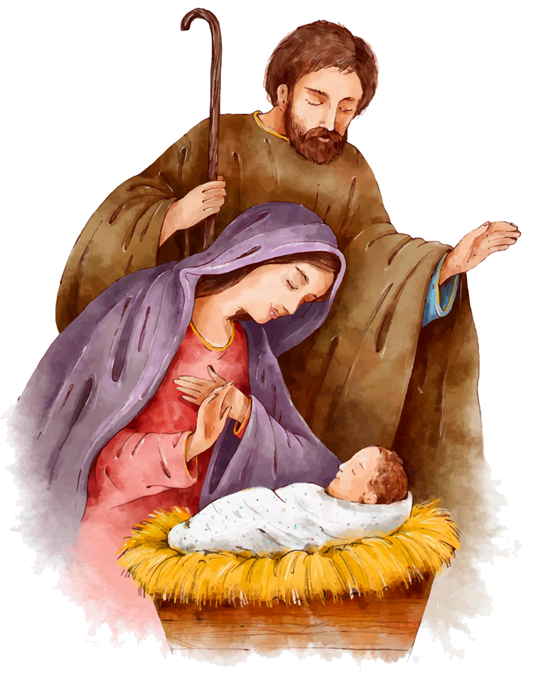 Mary and Joseph with baby Jesus