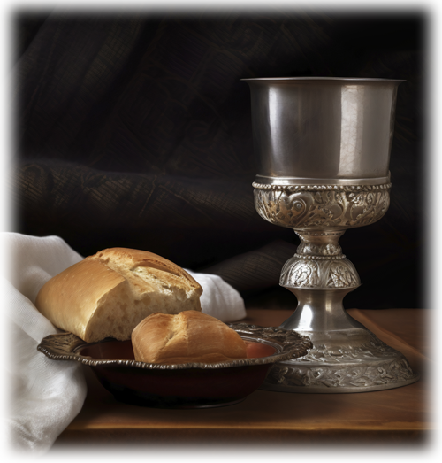 Holy Communion chalice and bread