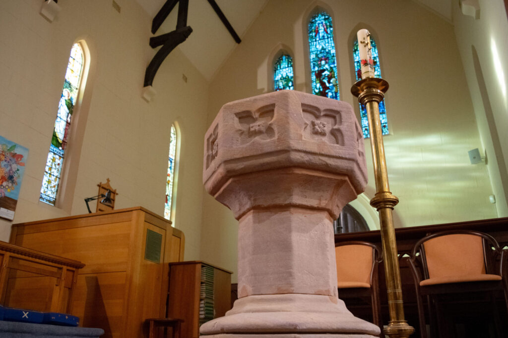 Baptismal Font and Candle
